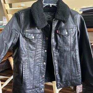 Levi Leather jacket with Sherpa lining and trim